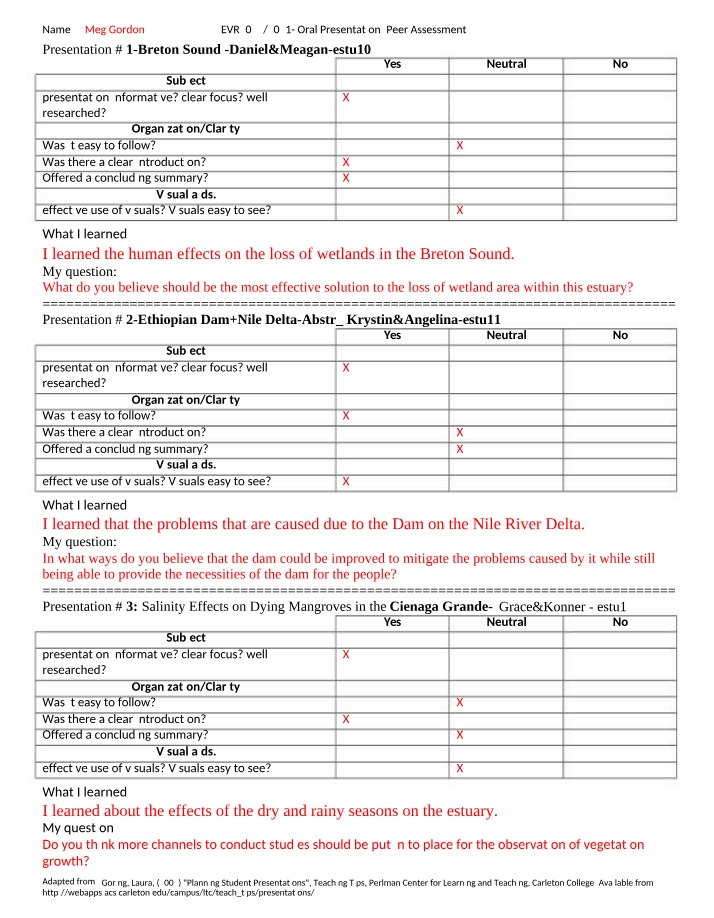 Peer Assessment for Oral Presentation