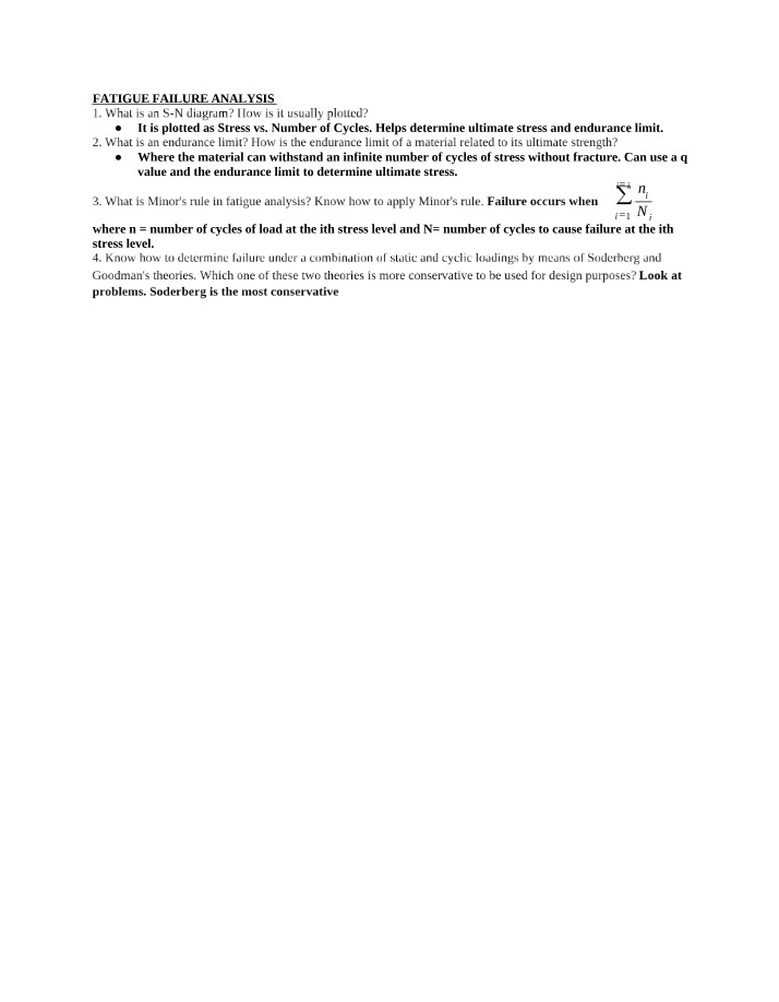 Fatigue Failure Analysis - S-N Diagrams and Endurance