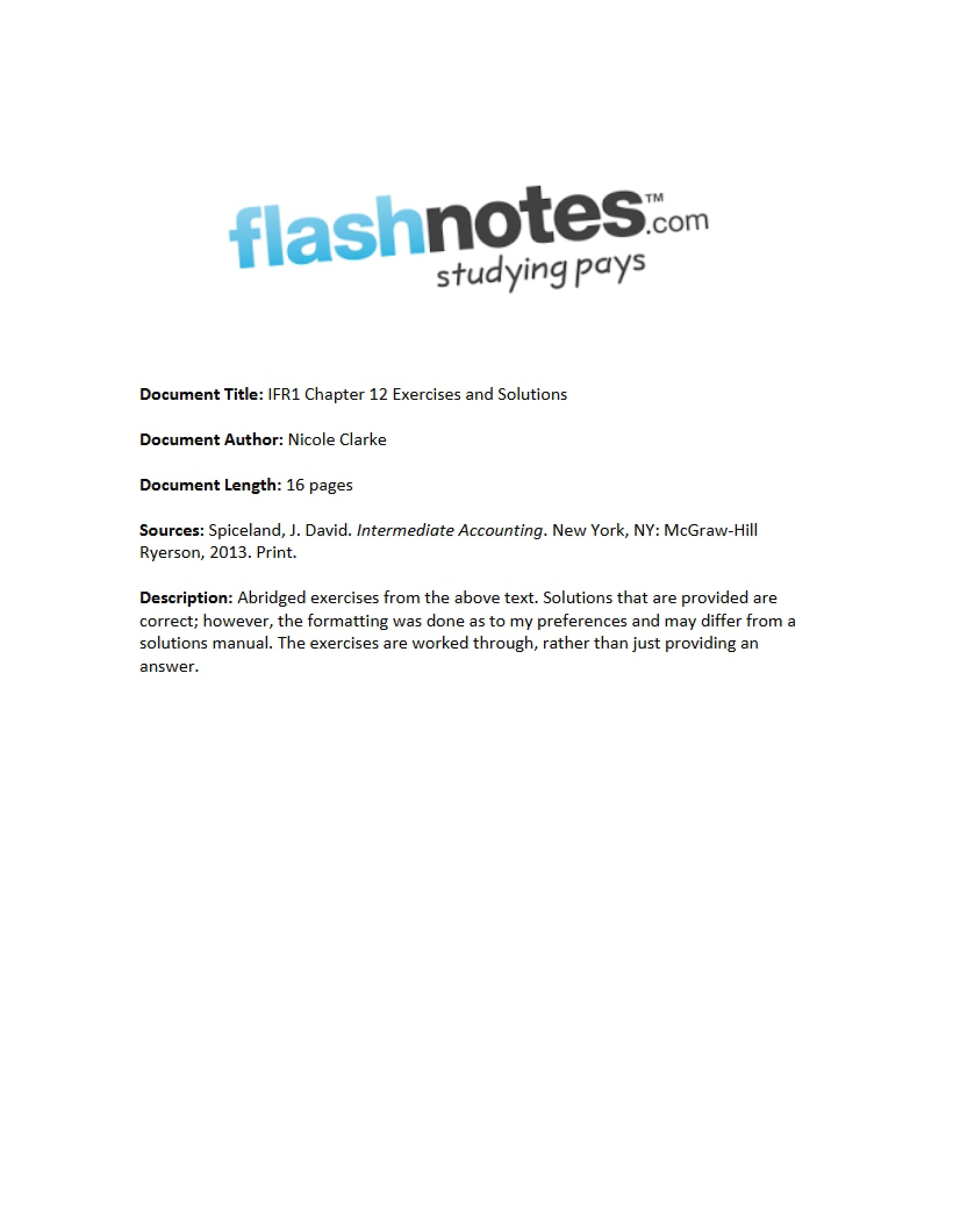 Solutions and Exercises for Chapter 12