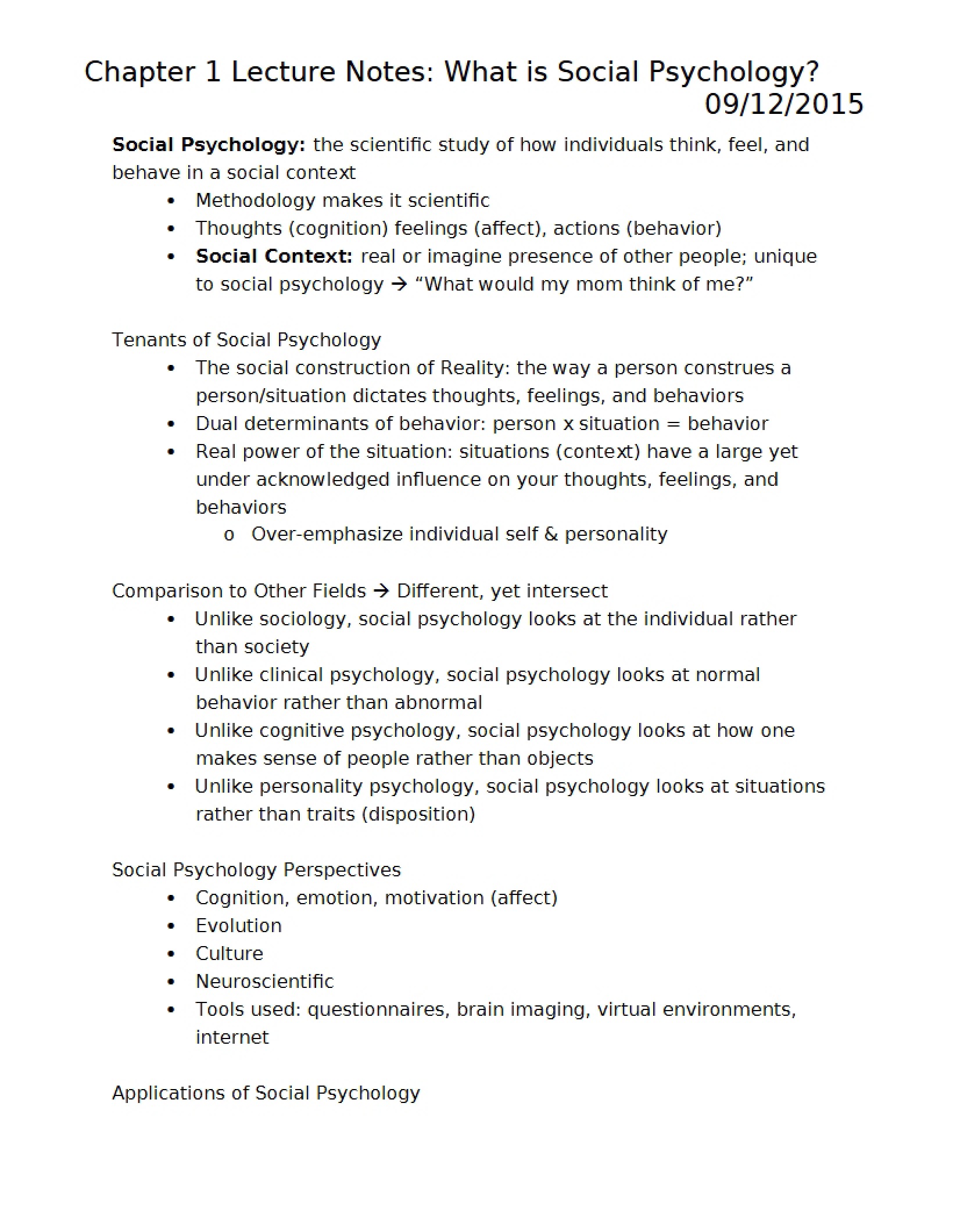 Social Psychology Overview