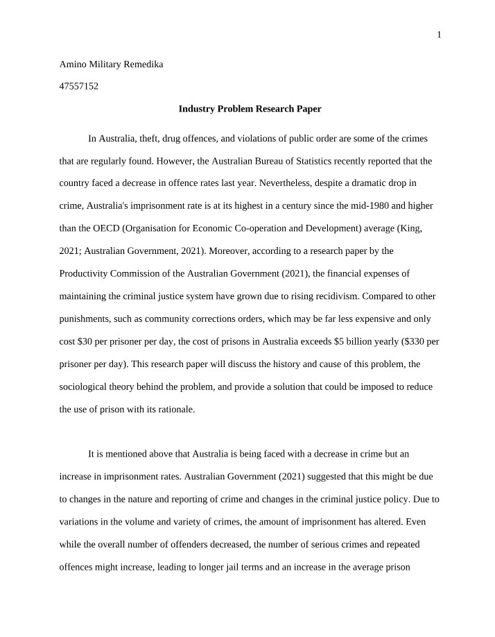 Research Paper - Industry Problem