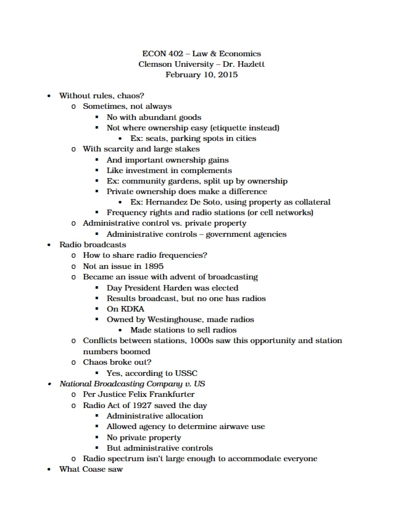 Law and Economics Overview