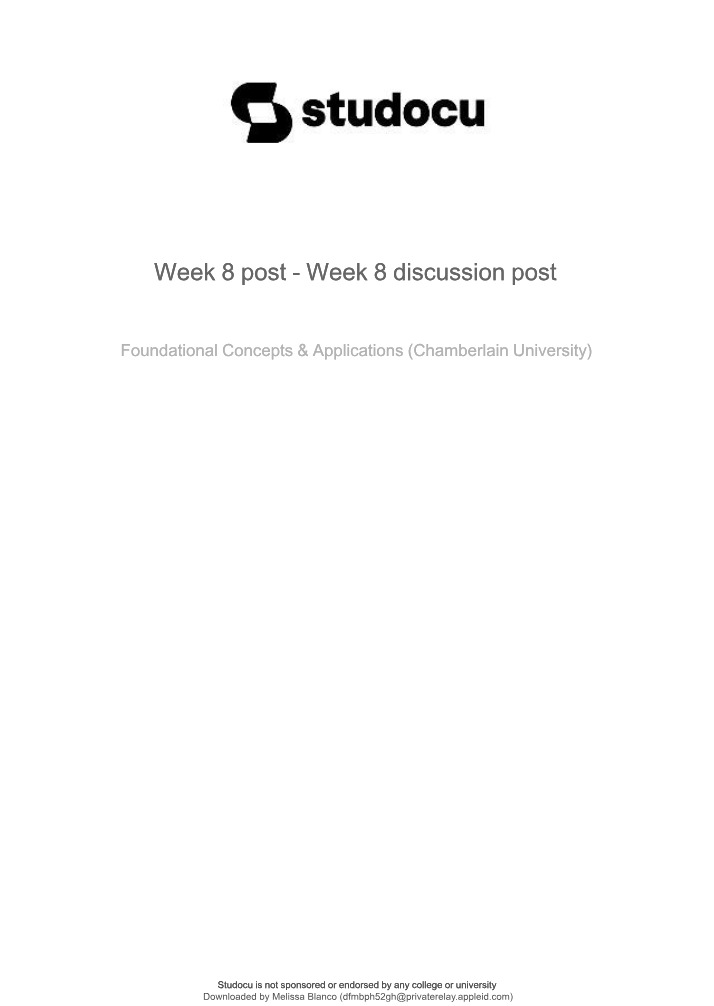 Week 8 Discussion Post