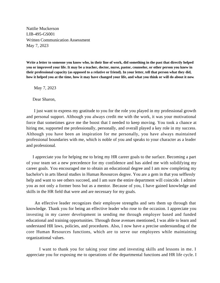 Assessment of Written Communication