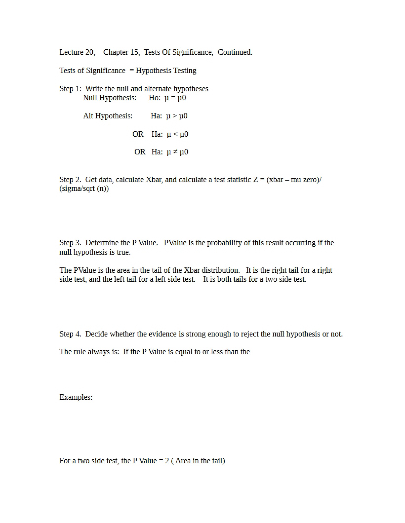 Lecture Notes for Stat Methods
