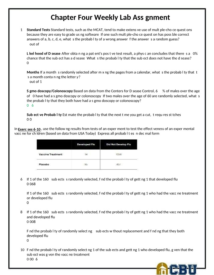 Weekly Lab Assignment - Chapter Four