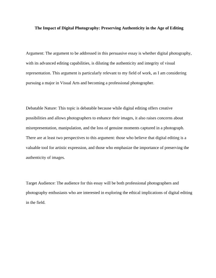 Preserving Authenticity in the Age of Editing - The Impact of Digital Photography
