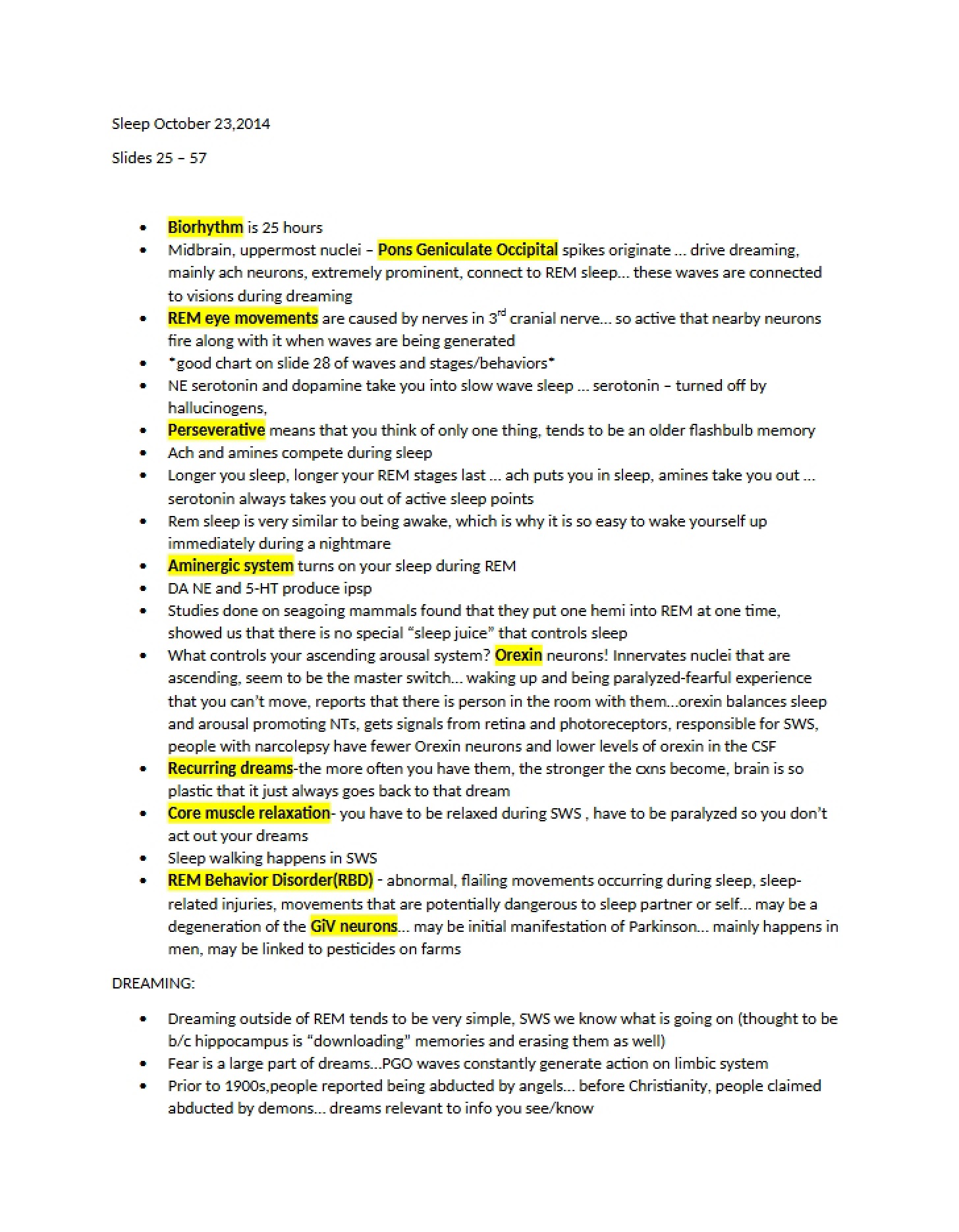 Notes from Class - 2 Pages