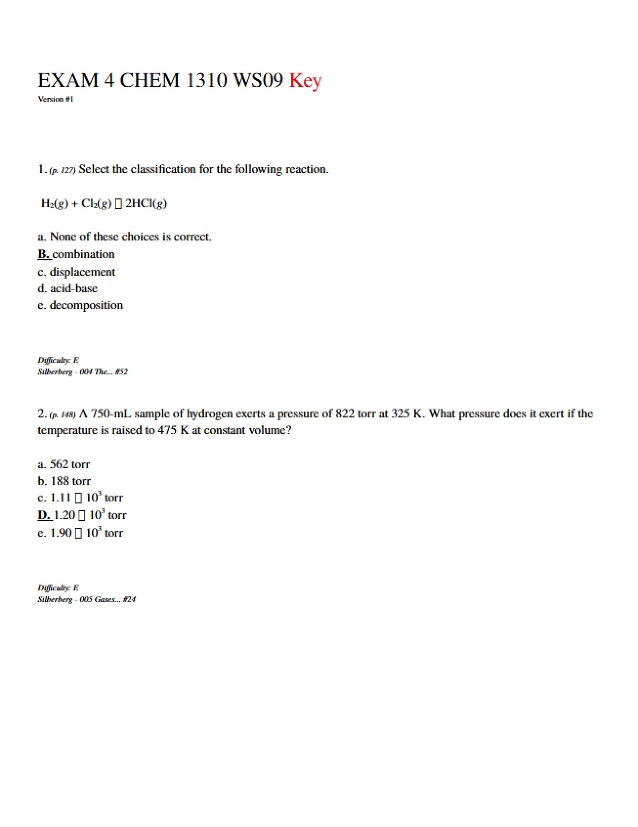 Chem 1310 Exam