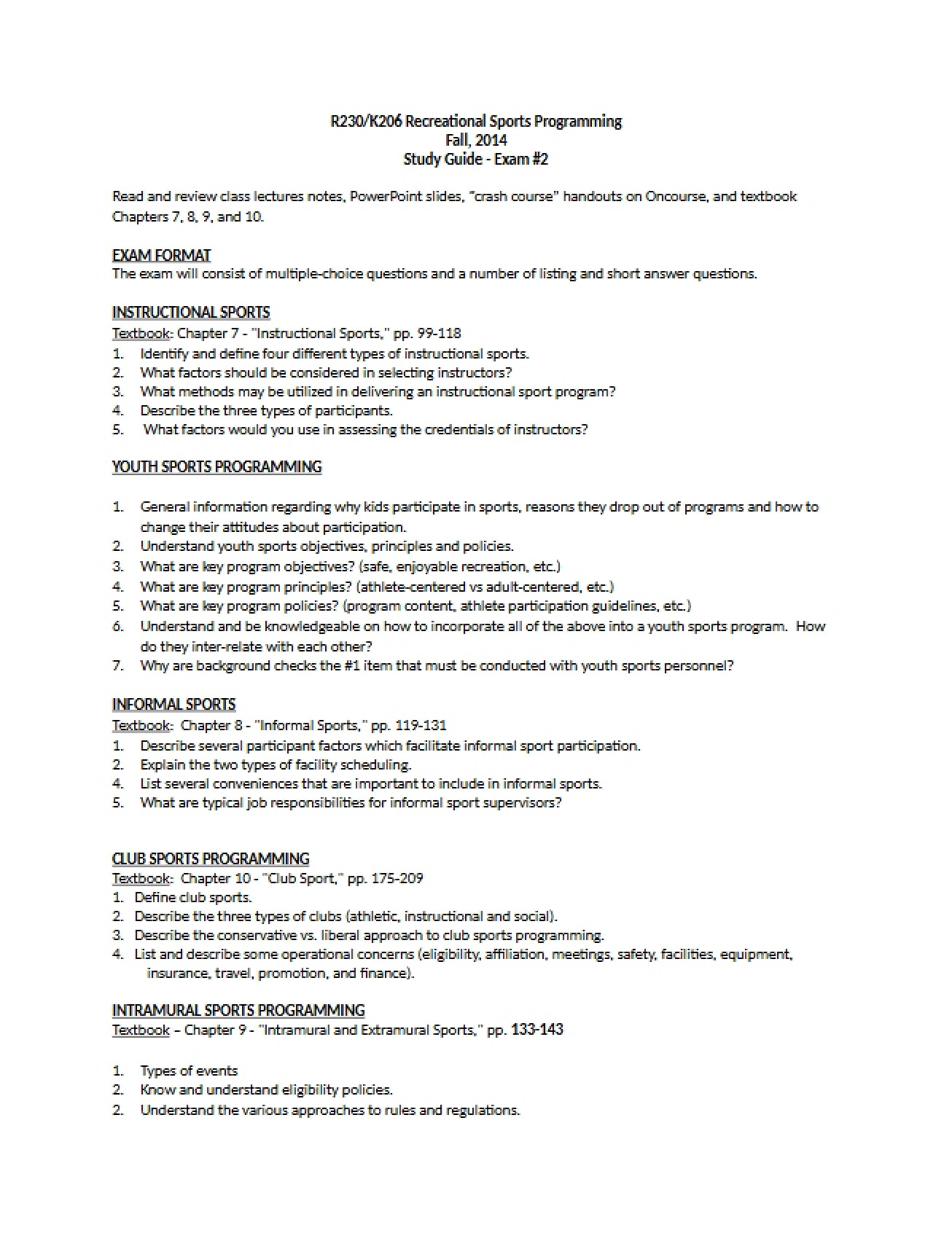 Second Examination Study Materials