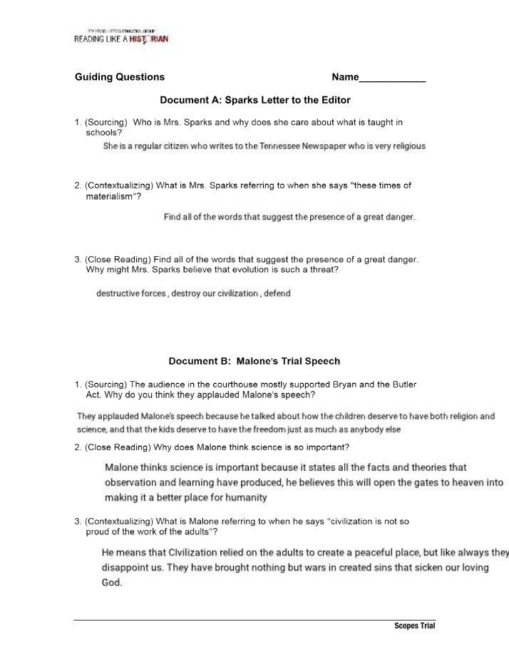 Guiding Questions for the Scopes Trial