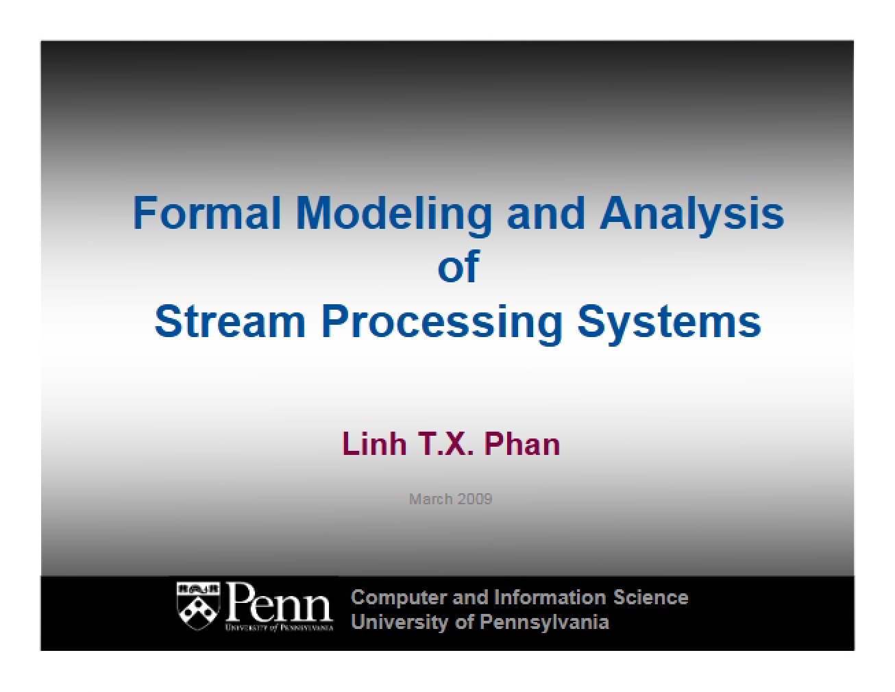Stream Processing Formal Modeling and Analysis