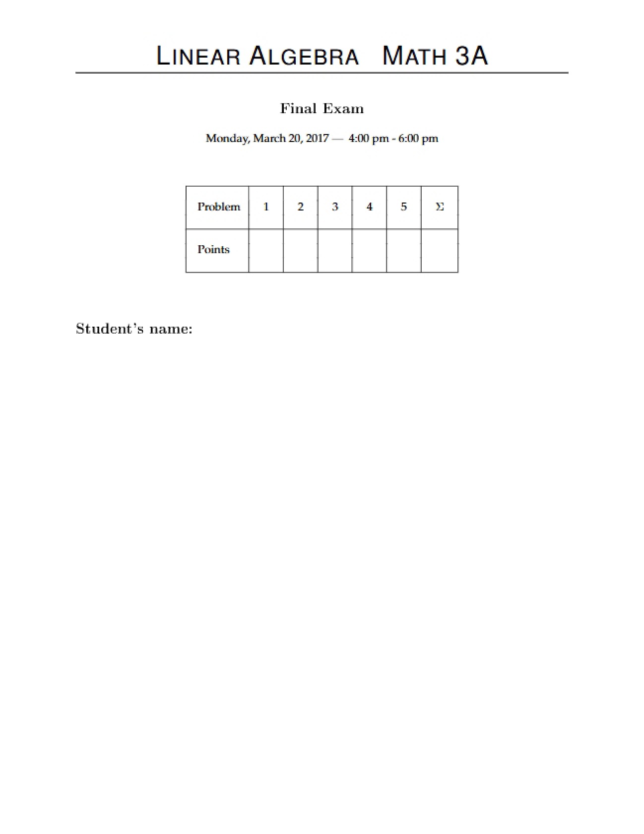 End of Term Exam