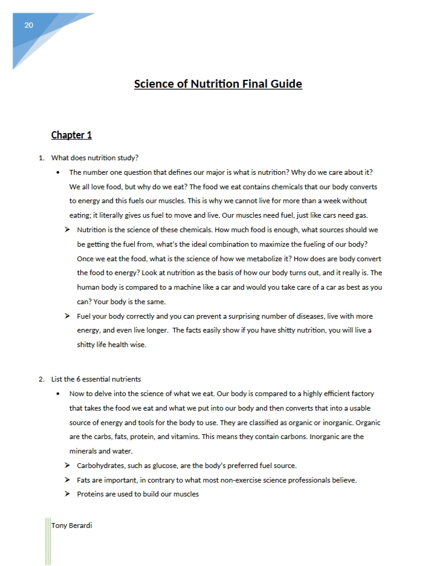 Nutrition Science Final Prep Guide