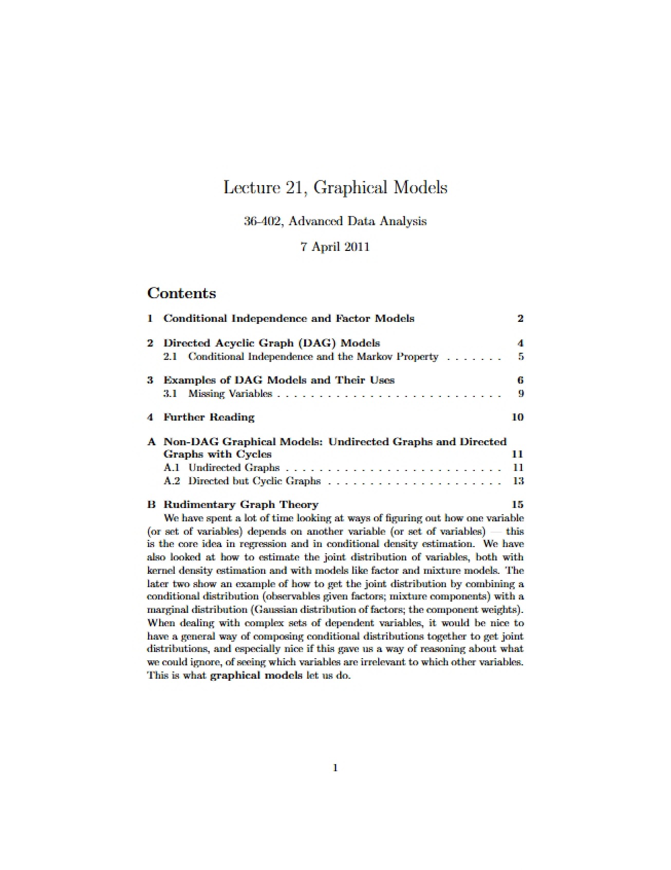 First Advanced Data Analysis Lecture