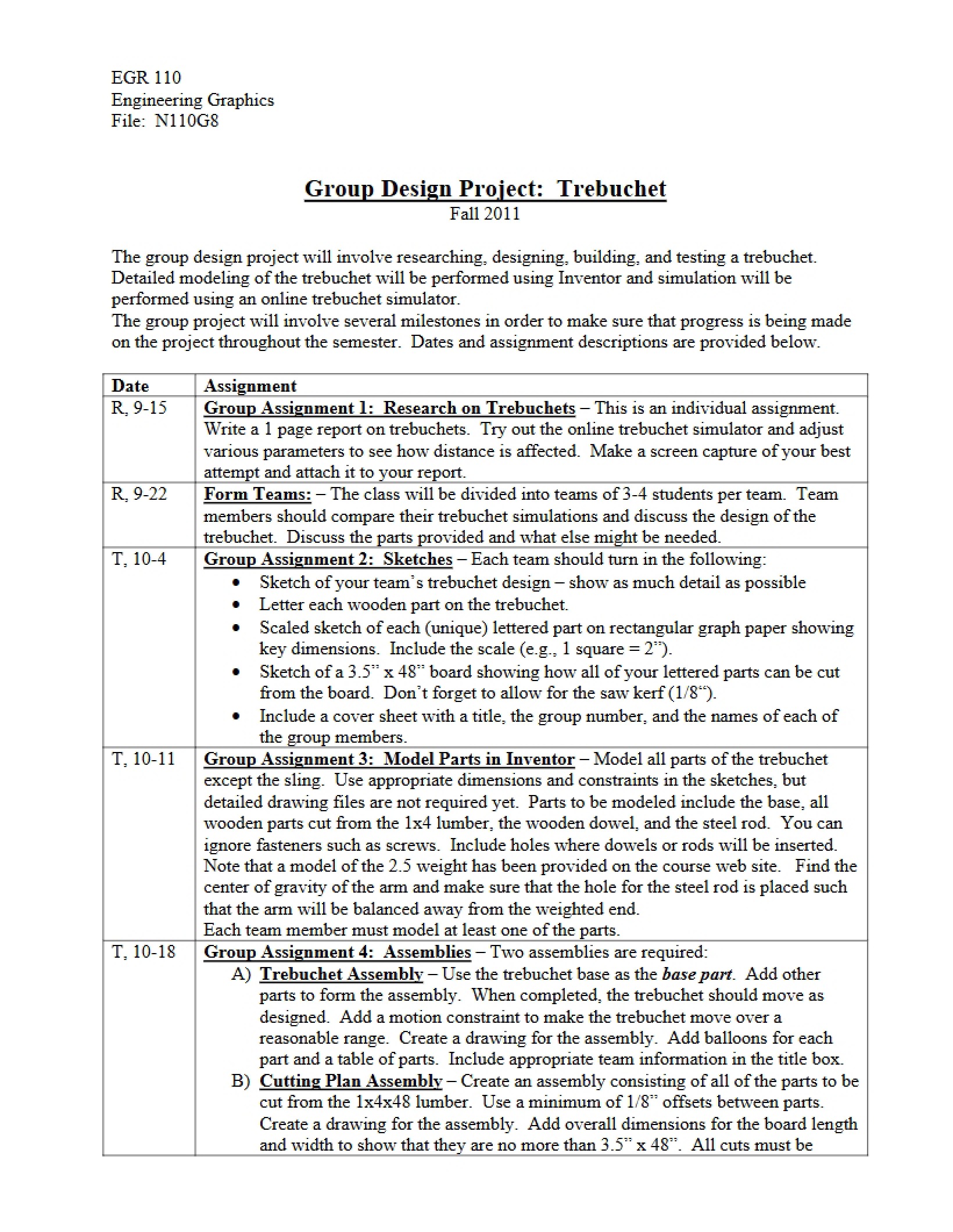 Group Project Trebuchet Design