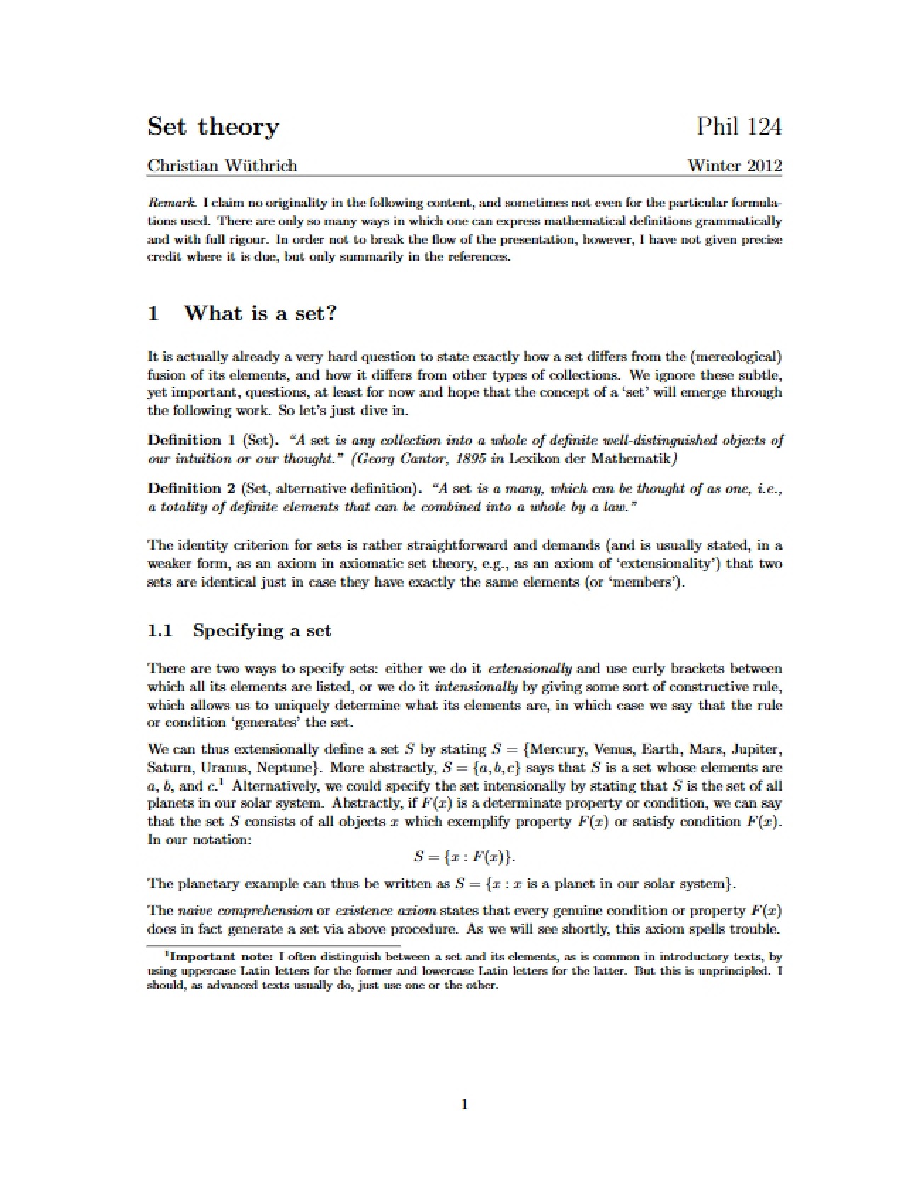Principles of Mathematical Sets