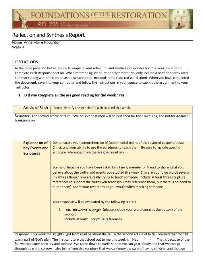 Reflection on the Second Article of Faith