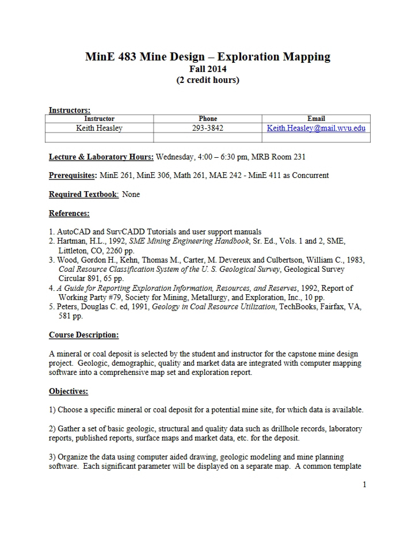Course Guidelines - MINE 483