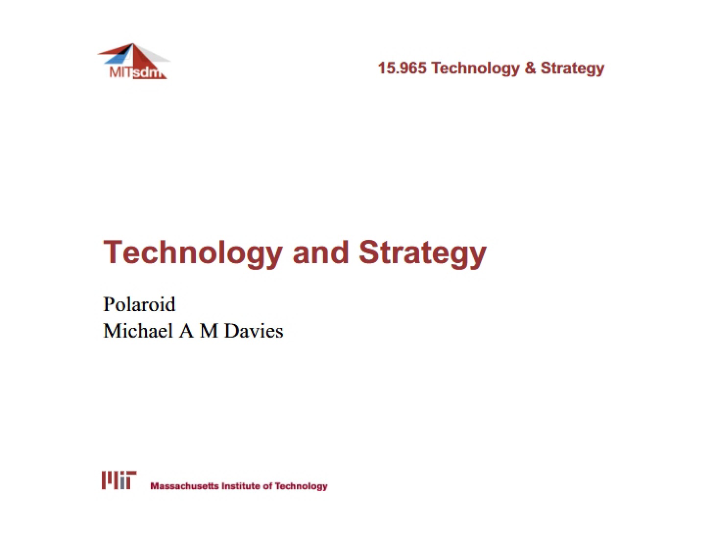 Strategy in Technology