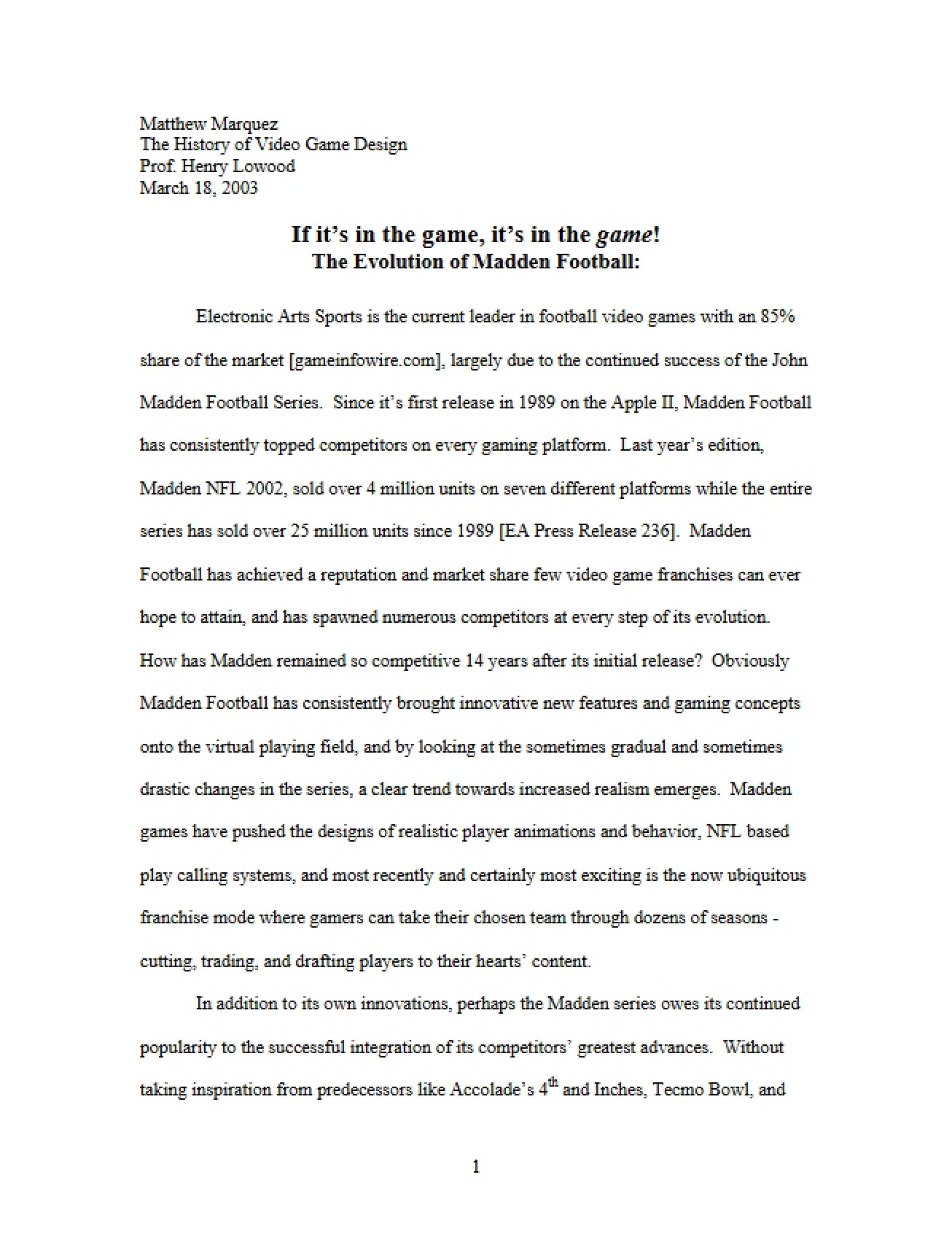 Study Guide for the History of Computer Game Design