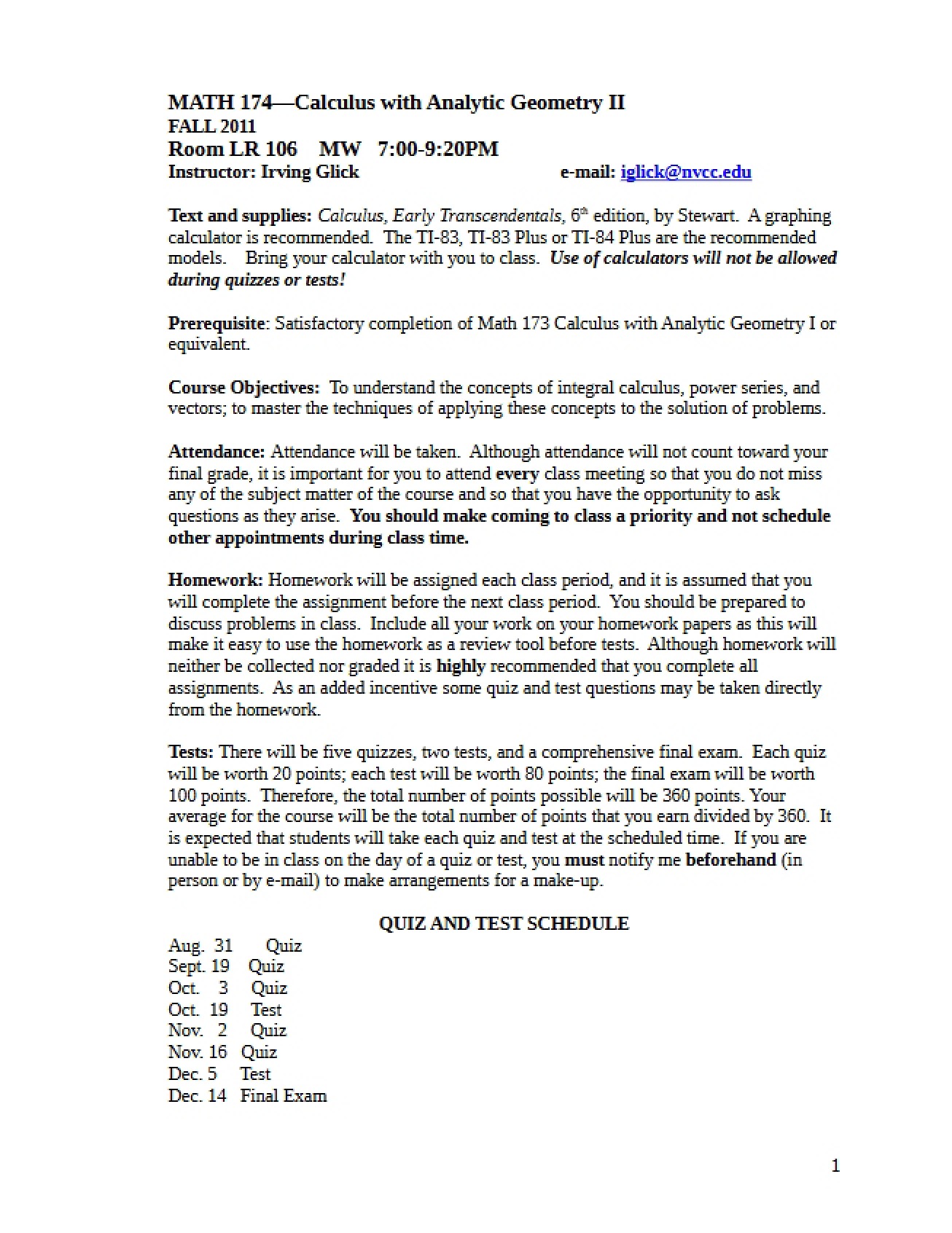 Calculus II Lecture Records