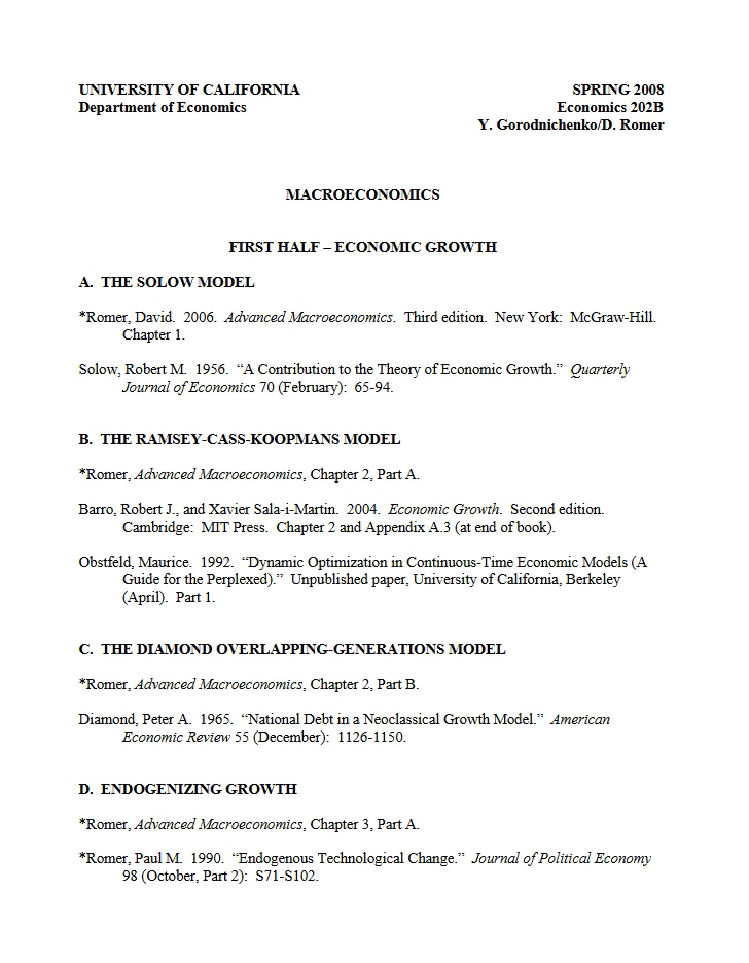 Class Syllabus