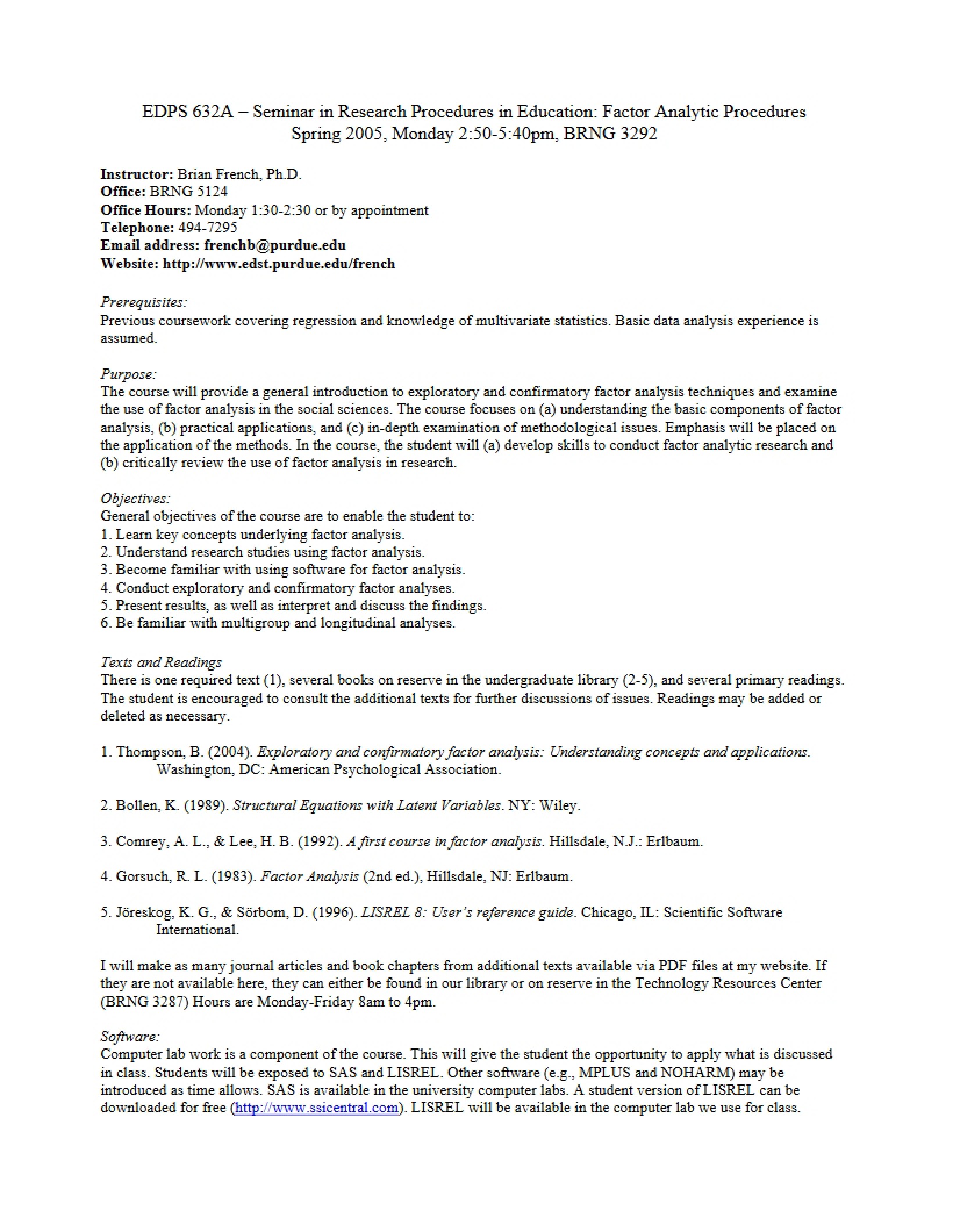 Factor Analytic Procedures