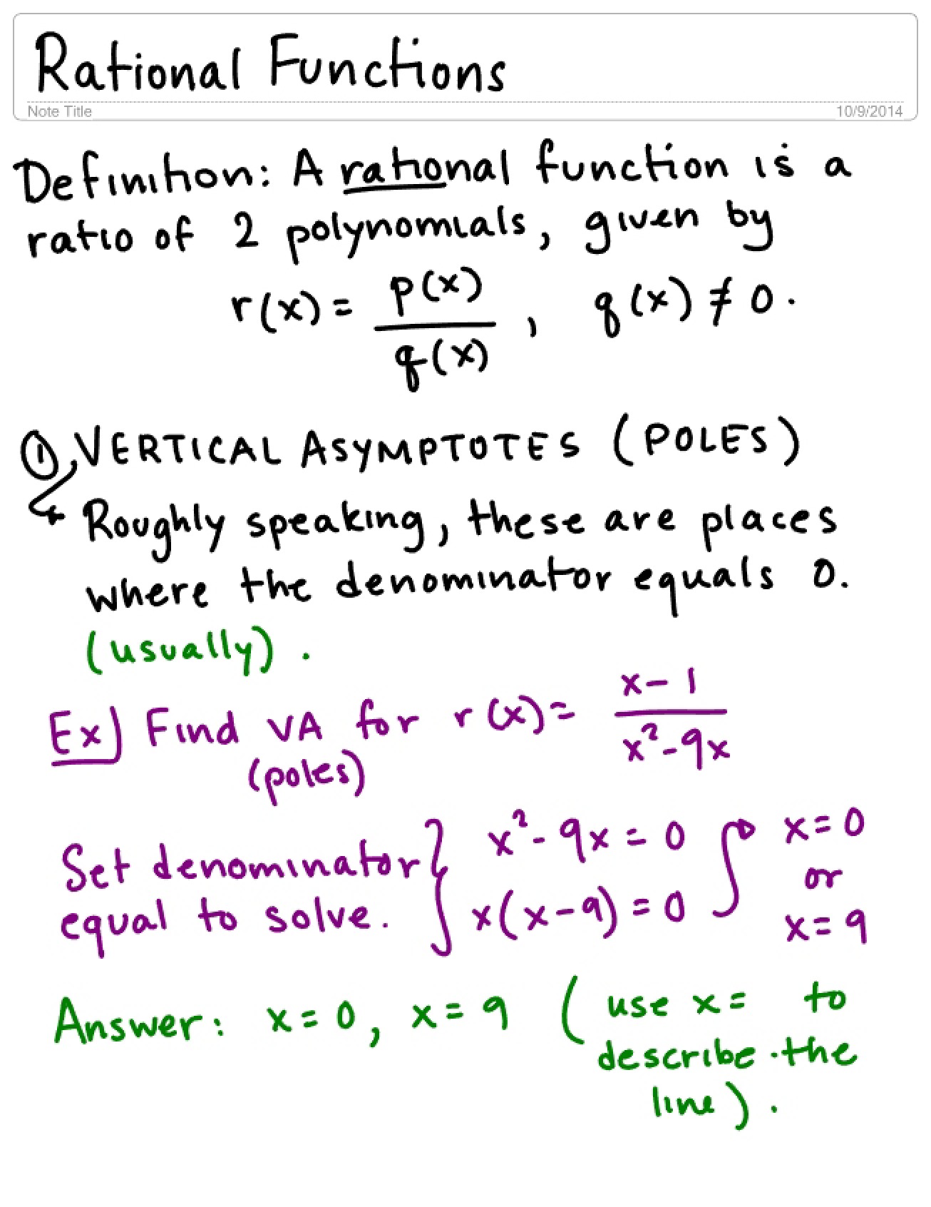 Overview of Rational Functions