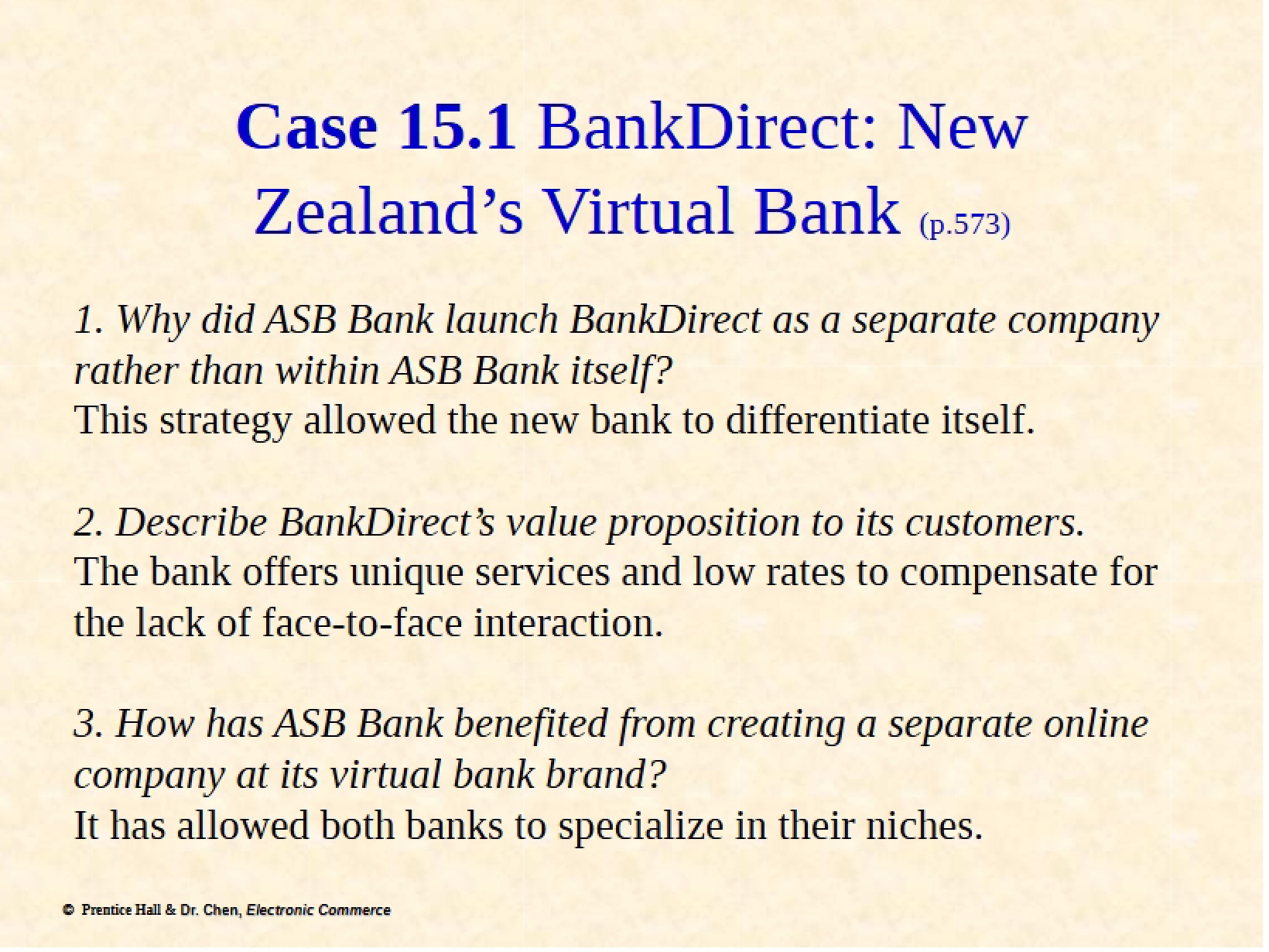 BankDirect Case 15.1 - New Zealand