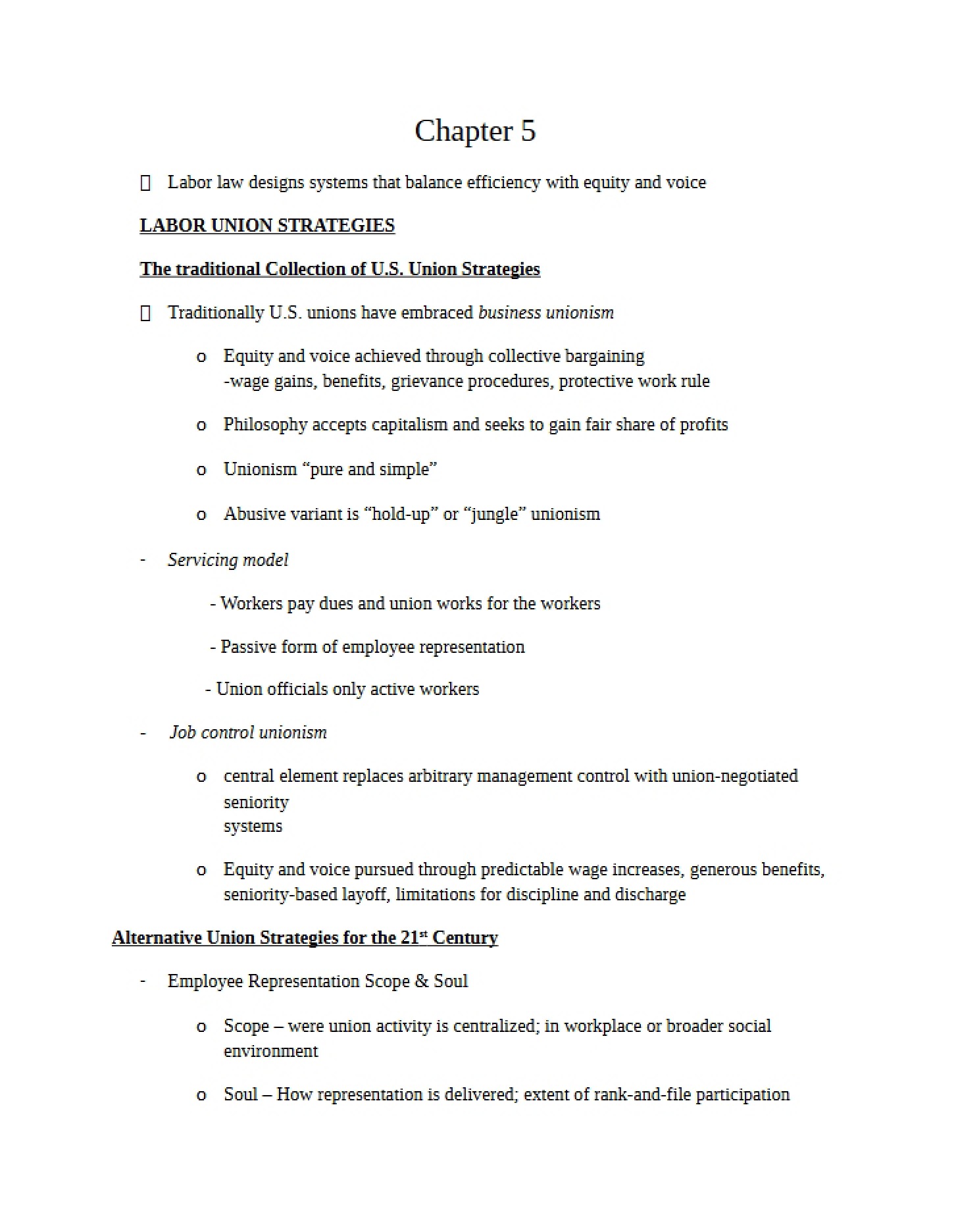 Strategies of Labor Unions