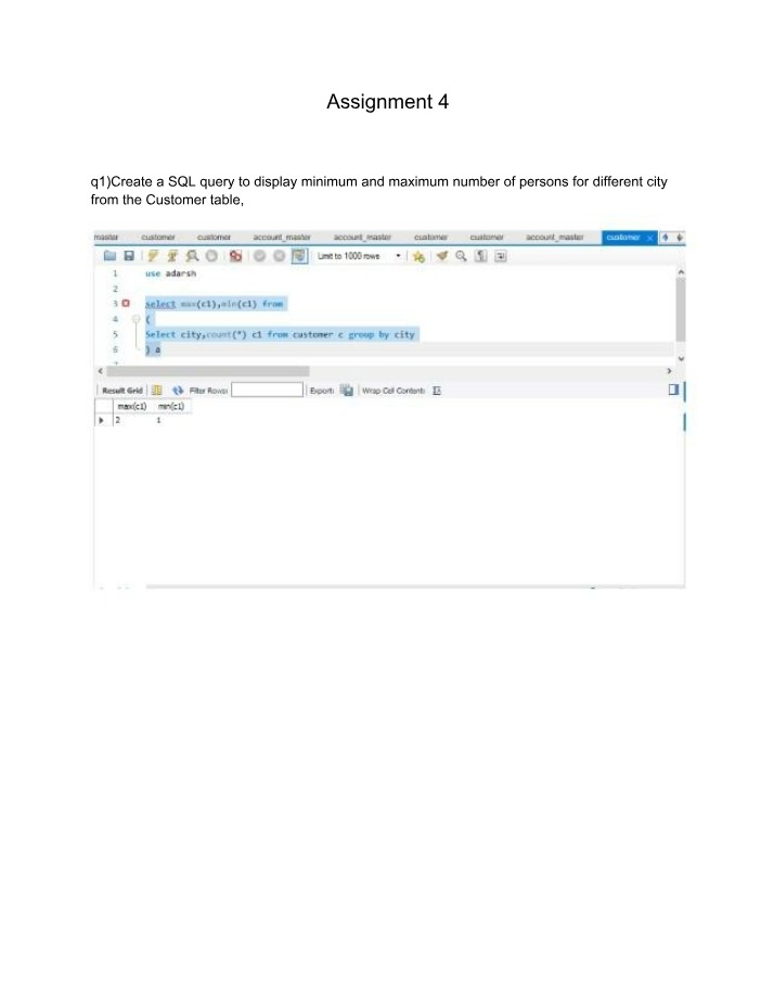 Displaying Minimum and Maximum Persons in SQL