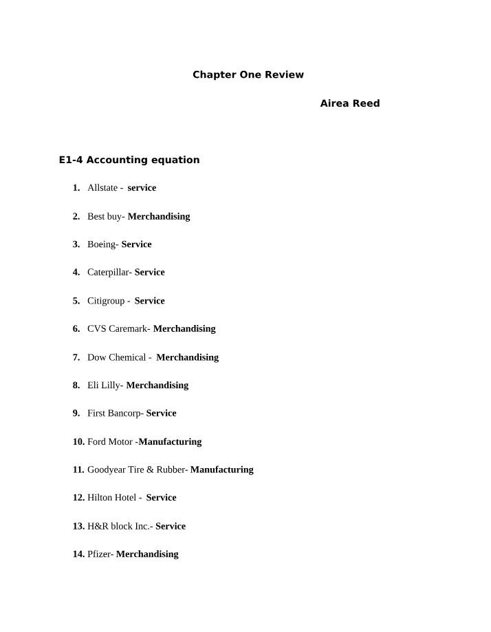 Review of Chapter One