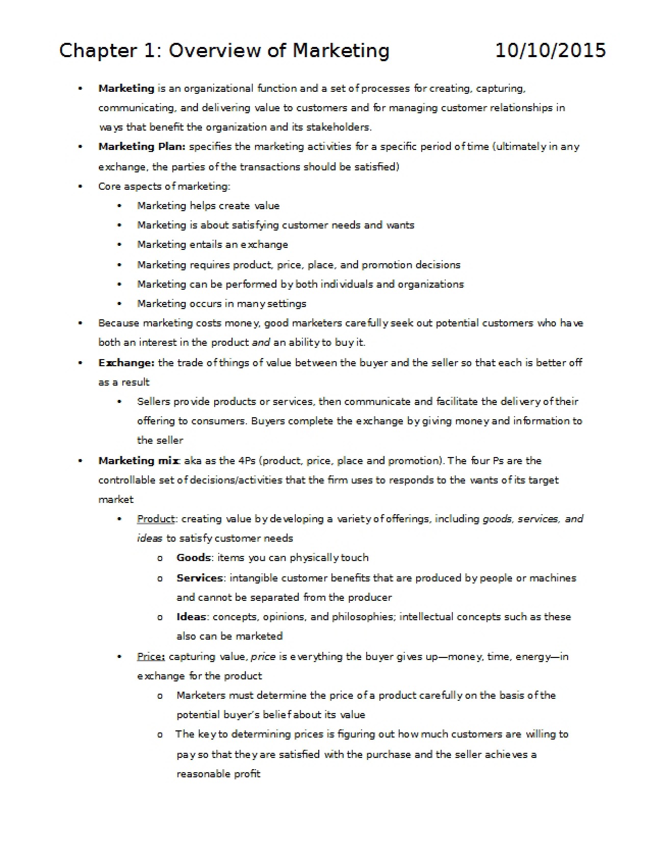 Marketing Overview First Chapter
