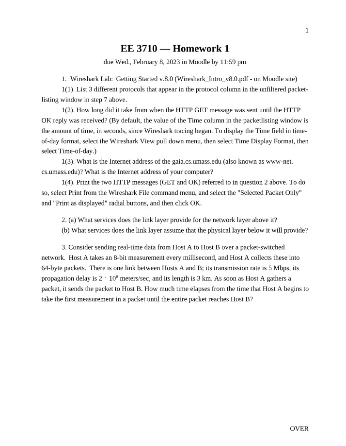 Homework 1 - Wireshark Lab