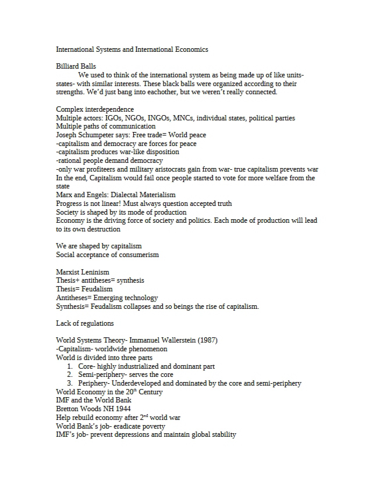 International Economics and Systems