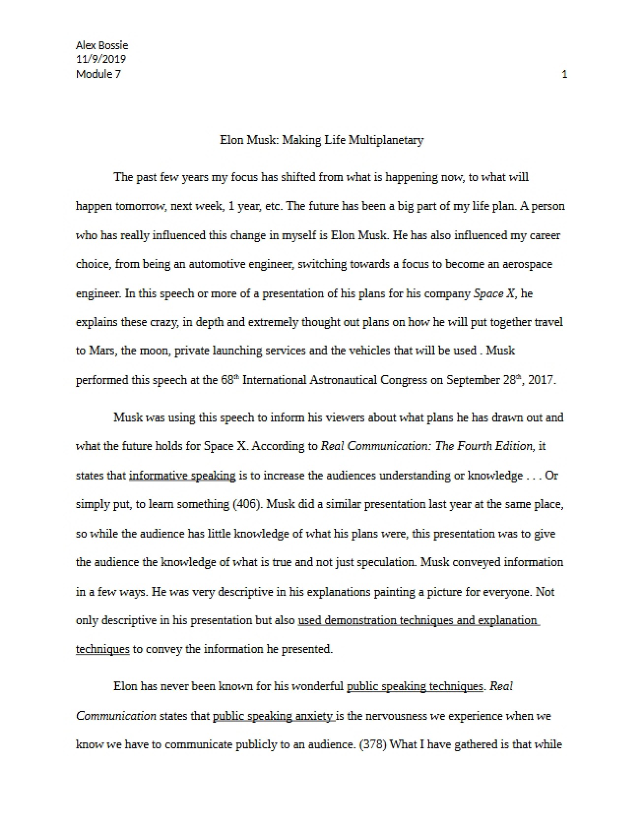 Making Life Multiplanetary Elon Musk