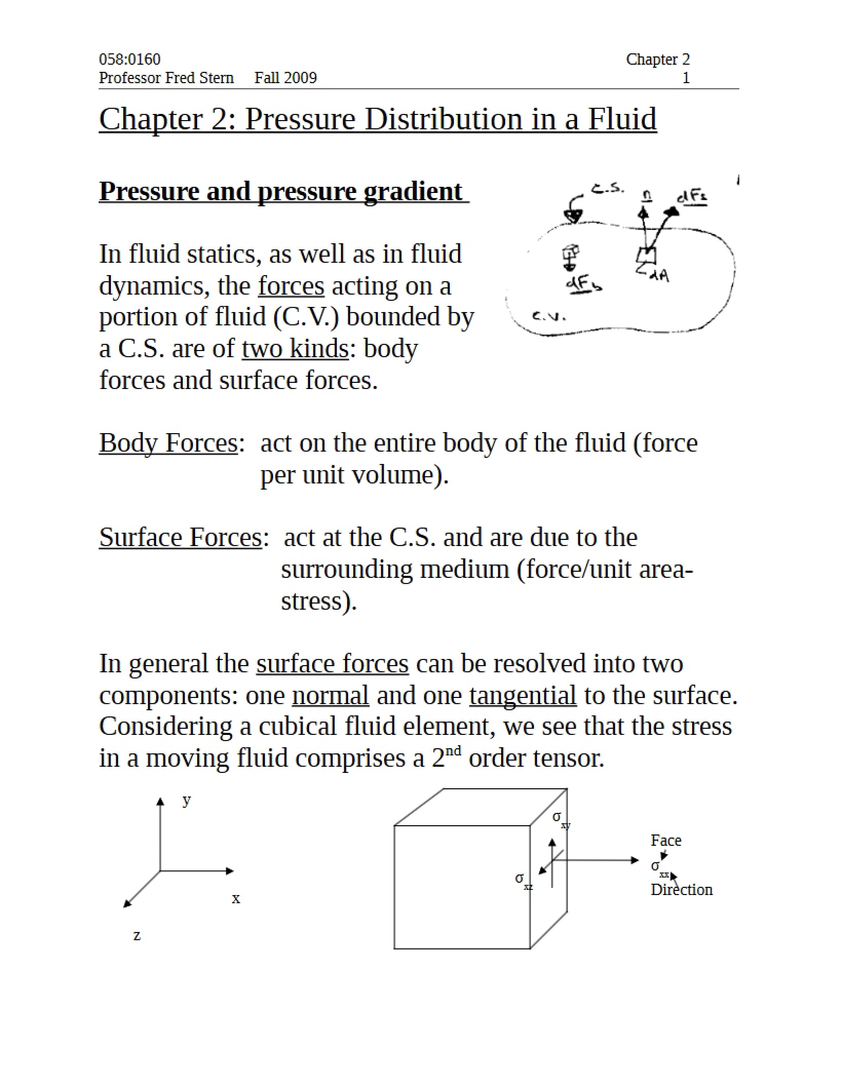 Distribution of Pressure in Fluids (Ch 2)