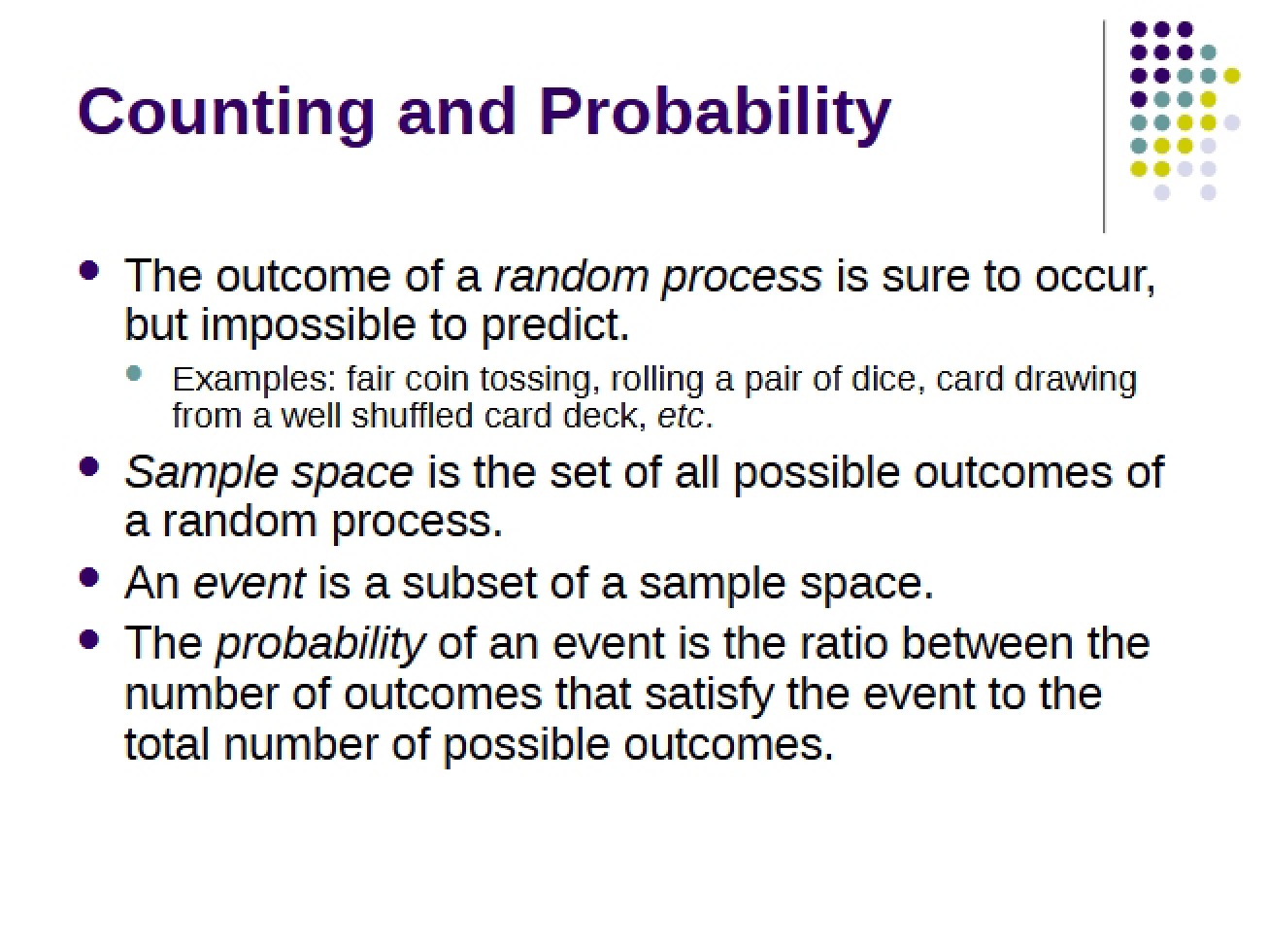 Counting and Probability