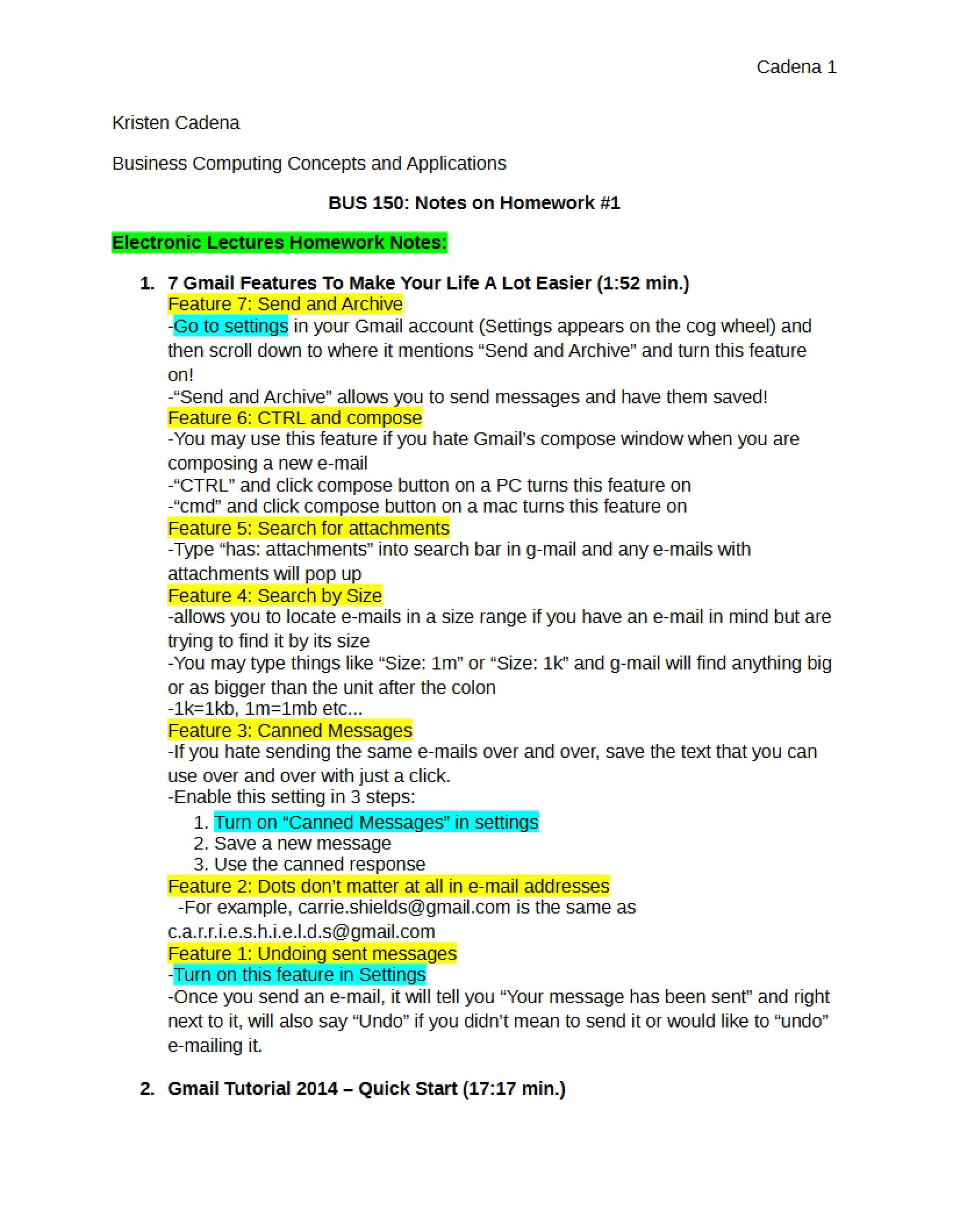 Notes for Homework 1