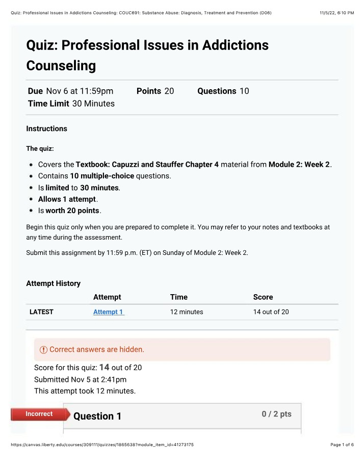Professional Issues in Addictions Counseling Quiz
