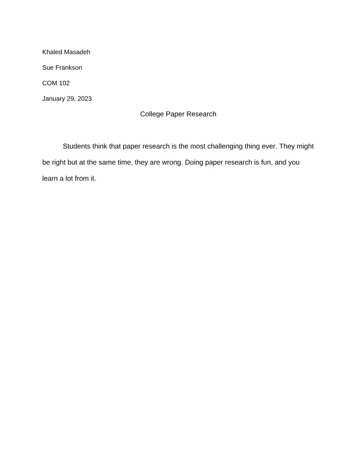 Research Paper for COM 102