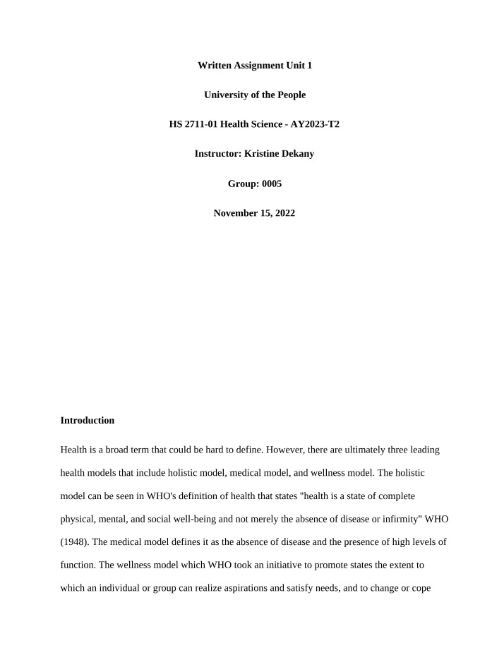 Written Assignment Unit 1 Version B