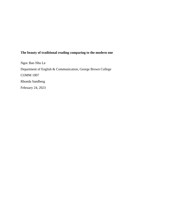 COMM 1007 Essay 1