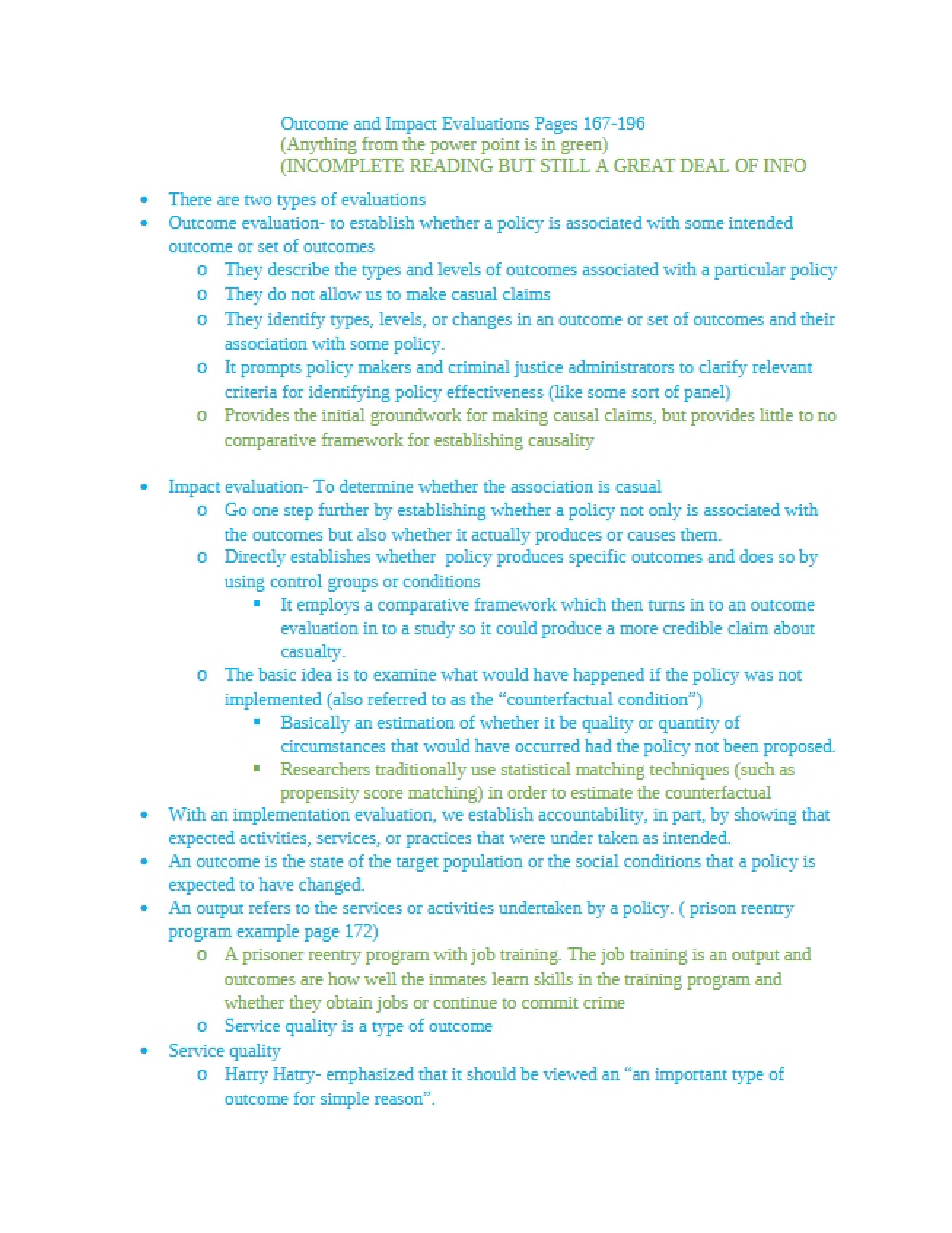 Impact and Outcome Evaluations - Part One