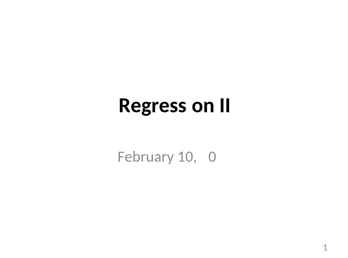 Regression - Part II