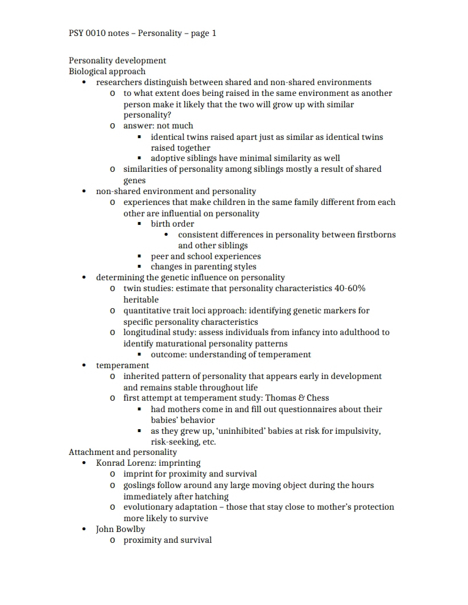 Development of Personality