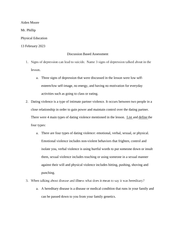Assessment Based on Discussion