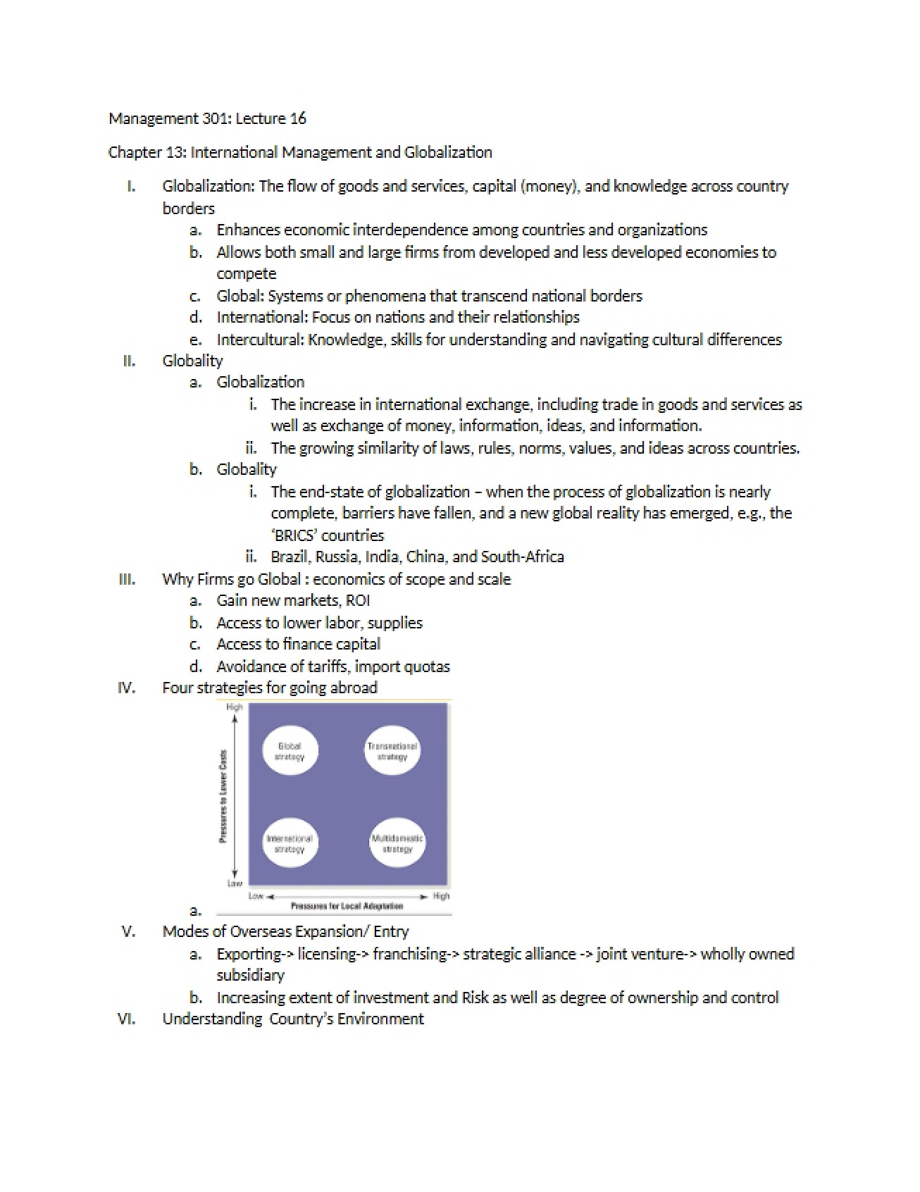 Globalization and International Management (Chapter 13)