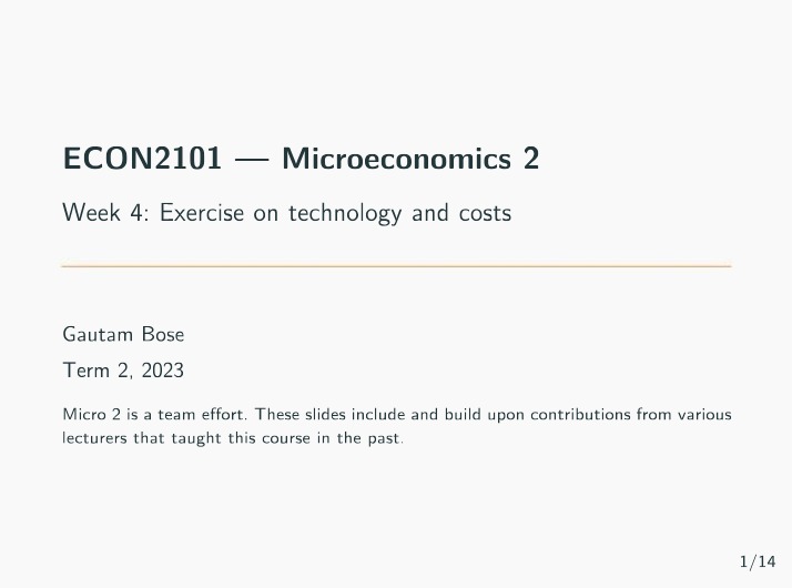 Week 4 Worked Example - Technology and Costs